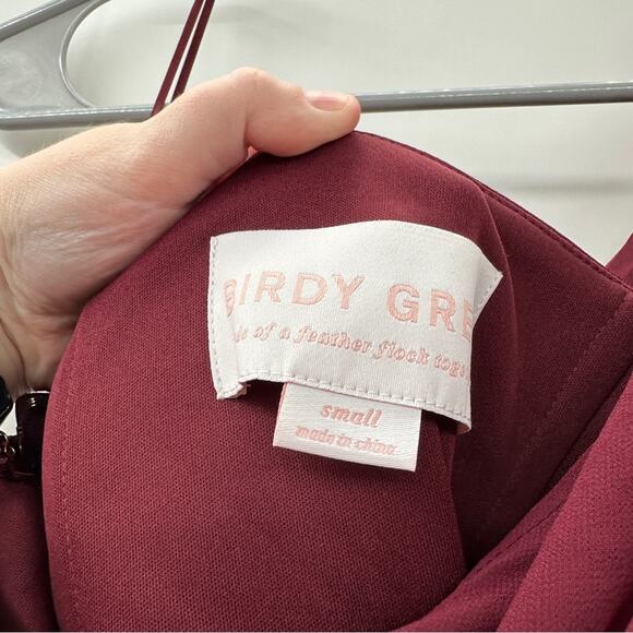 Birdy Grey Kira Chiffon One Shoulder Bridesmaid Dress in Cabernet Sz S NEW - Picture 6 of 8